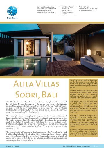 Alila Villas Soori, Bali - EarthCheck