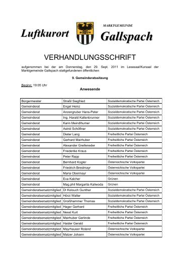 9. GR-Protokoll_29.09.2011 - Gallspach - Land Oberösterreich