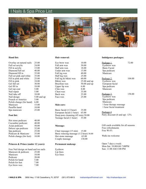 I Nails Amp Spa Price List Richard Repp