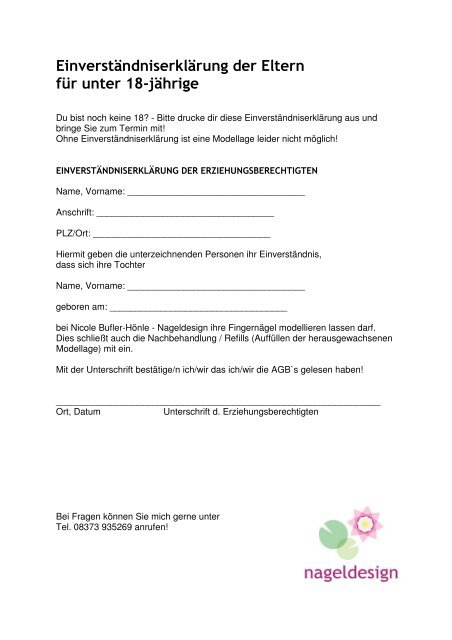 Einverstandniserklarung Nageldesign Altusried De