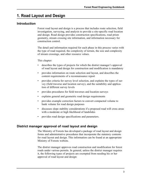 Forest Road Engineering Guidebook - Ministry of Forests