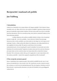 Reciprocitet i marknad och politik Jan Tullberg - Tullberg.org