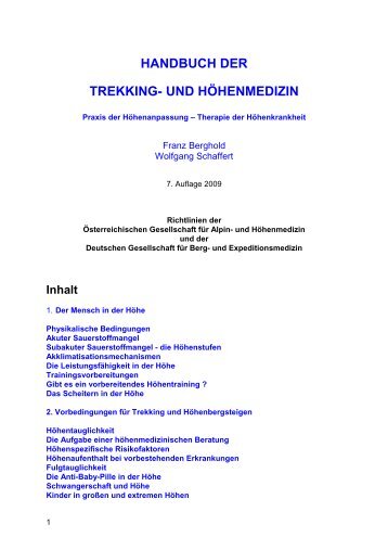 handbuch der trekking- und höhenmedizin - Österreichische ...