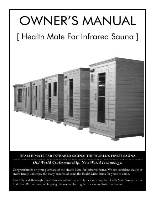 Owners Manual - Health Mate Far Infrared Sauna