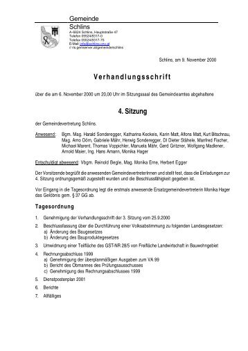 Verhandlungsschrift 4. Sitzung - Gemeinde Schlins