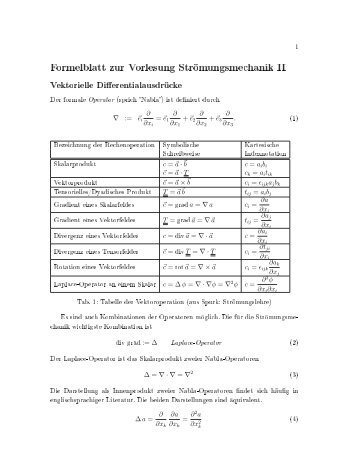 Formelblatt zur Vorlesung Strömungsmechanik II - TFD