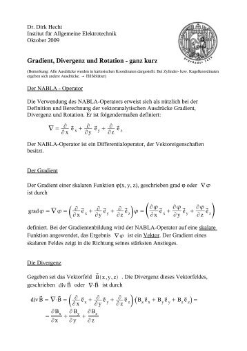 Gradient, Divergenz und Rotation - Institut für Allgemeine ...