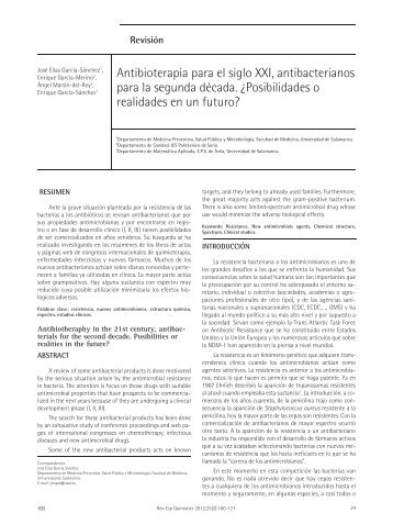 Antibioterapia para el siglo XXI, antibacterianos para la ... - SEQ