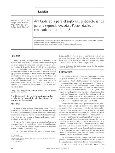 Antibioterapia para el siglo XXI, antibacterianos para la ... - SEQ