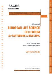 EUROPEAN LIFE SCIENCE CEO FORUM - Sachs Associates - Sachsforum.com