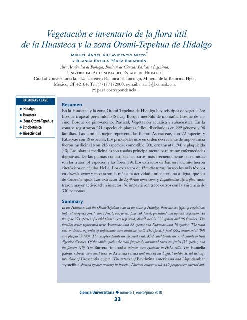 Vegetación e inventario de la flora útil de la Huasteca y la zona ... Vegetación e inventario de la flora útil de la Huasteca y la zona ...