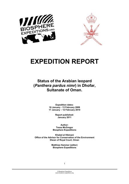 EXPEDITION REPORT - Biosphere Expeditions