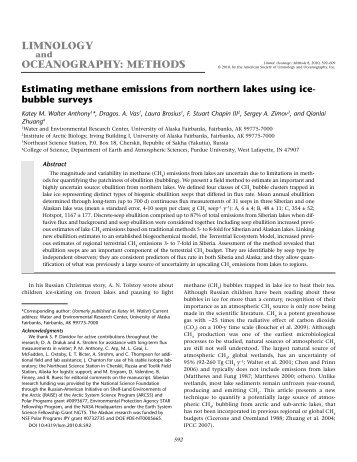 Katey M. Walter Anthony, et al. Estimating methane ... - ASLO