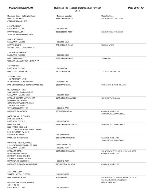 11/2/2012@10:26:46AM Business Tax Receipt ... - City of Lakeland