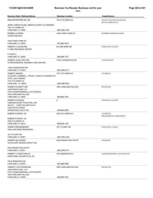 11/2/2012@10:26:46AM Business Tax Receipt ... - City of Lakeland