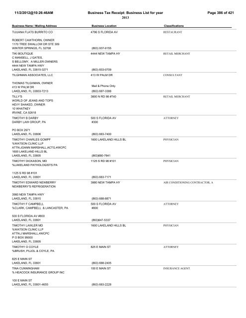 11/2/2012@10:26:46AM Business Tax Receipt ... - City of Lakeland