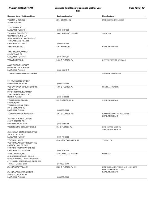 11/2/2012@10:26:46AM Business Tax Receipt ... - City of Lakeland