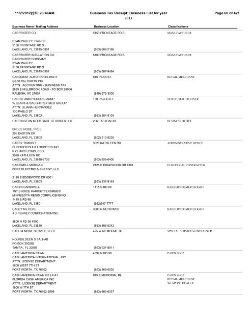 11/2/2012@10:26:46AM Business Tax Receipt ... - City of Lakeland