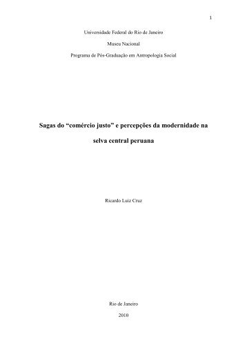 Sagas do 'comércio justo' e percepções da modernidade na ... - UFRJ