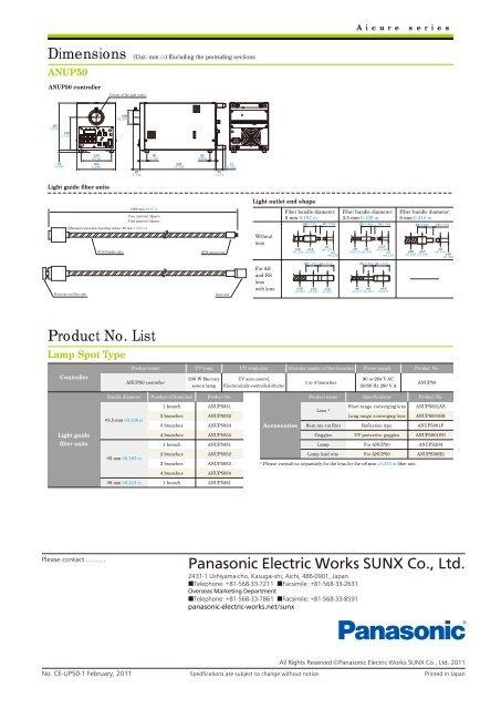 Download UP50 product catalog in PDF format for - Panasonic ...