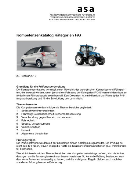 Kompetenzenkatalog Kategorien F/G - asa