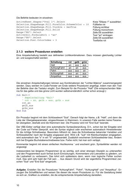 Grundlagen der Programmierung mit VBA Visual Basic for