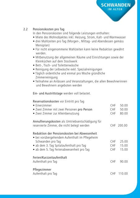 Taxordnung 2010 - Alterszentrum Schwanden