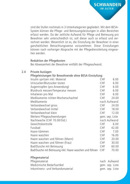 Taxordnung 2010 - Alterszentrum Schwanden