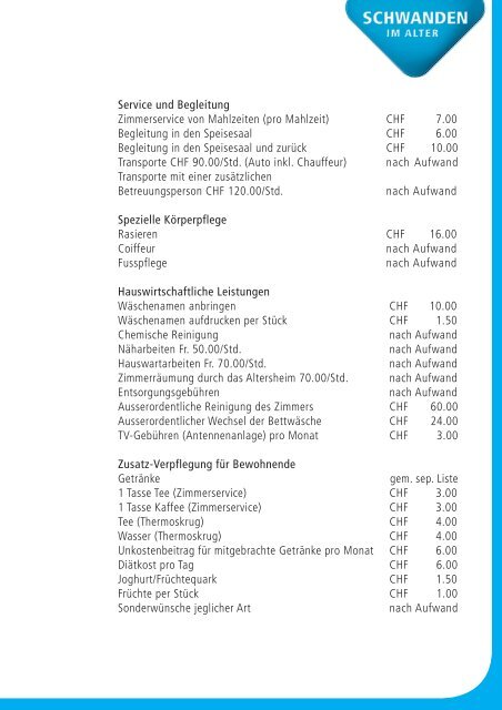 Taxordnung 2010 - Alterszentrum Schwanden