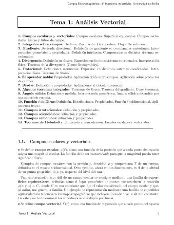 Tema 1: Análisis Vectorial - Universidad de Sevilla