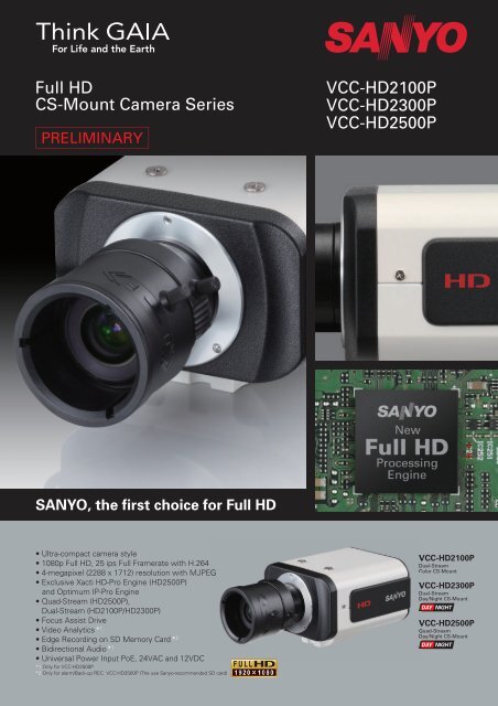 VCC-HD2100P VCC-HD2300P VCC-HD2500P Full HD  - SANYO