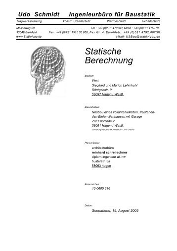 Statische Berechnung eines Einfamilienhauses 2