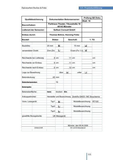 Diplomarbeit Bauingenieurwesen FH Münster Monitoring ... - ARCON