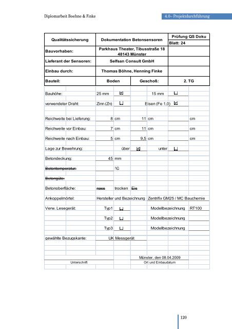 Diplomarbeit Bauingenieurwesen FH Münster Monitoring ... - ARCON