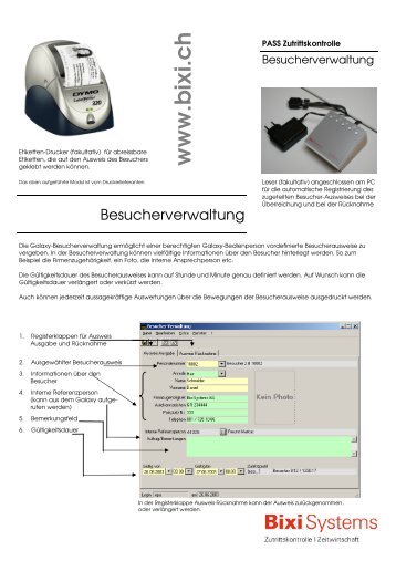 Datenblatt Besucherverwaltung - Bixi Systems AG