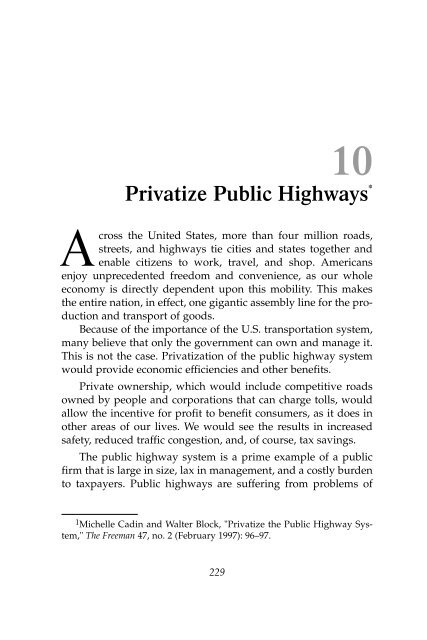 The Privatization of Roads and Highways - Ludwig von Mises Institute