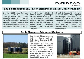 EnD-I Biogastochter EnD-I Loick Bioenergy geht neues ... - EnD-I AG