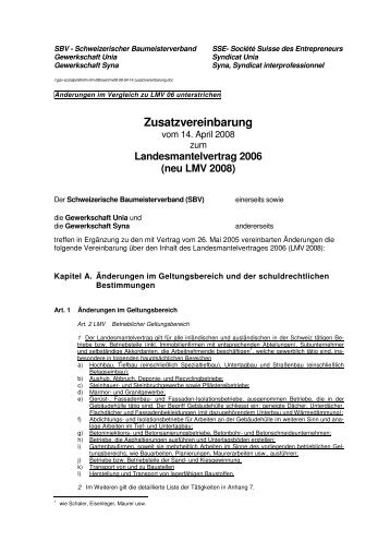 Landesmantelvertrag 2006 (neu LMV 2008) - Schweizerischer ...