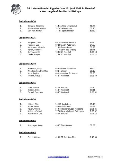 Ergebnisliste Eggelauf 2008 (pdf) - BC 23 Meerhof