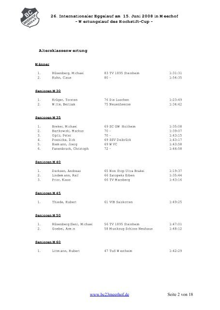 Ergebnisliste Eggelauf 2008 (pdf) - BC 23 Meerhof