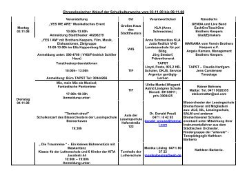 Chronologischer Ablauf der Schulkulturwoche vom 03.11.08 bis ...