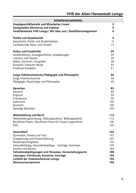 Studienplan 2013 1 1 Alte Hansestadt Lemgo