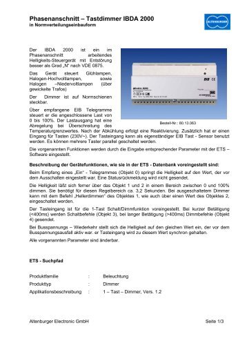 Tastdimmer IBDA 2000 - Altenburger Electronic GmbH