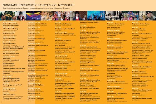 Programm Kulturtag XXL - in Bietigheim-Bissingen