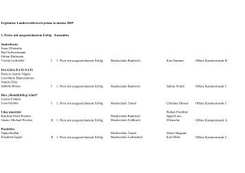 Ergebnisse Vorarlberger Landeswettbewerb "prima la musica 2009"