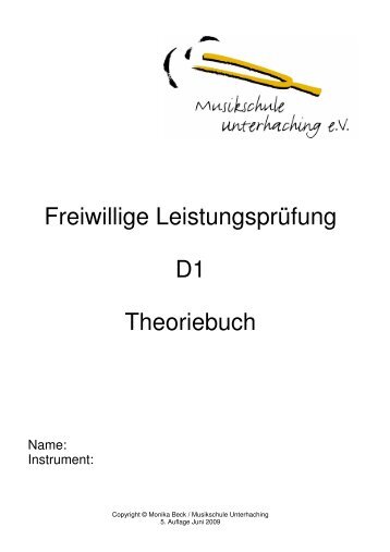 Theoriebuch D1 5. Auflage Juni 2009 - Musikschule Freising