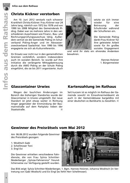 Gemeindereport August 2012 - Gemeinde Piding