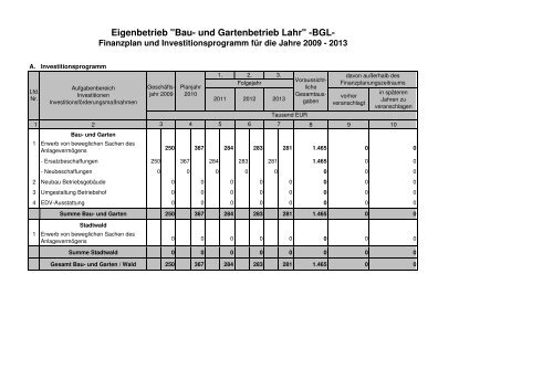 Haushaltsjahr 2010 - Stadt Lahr