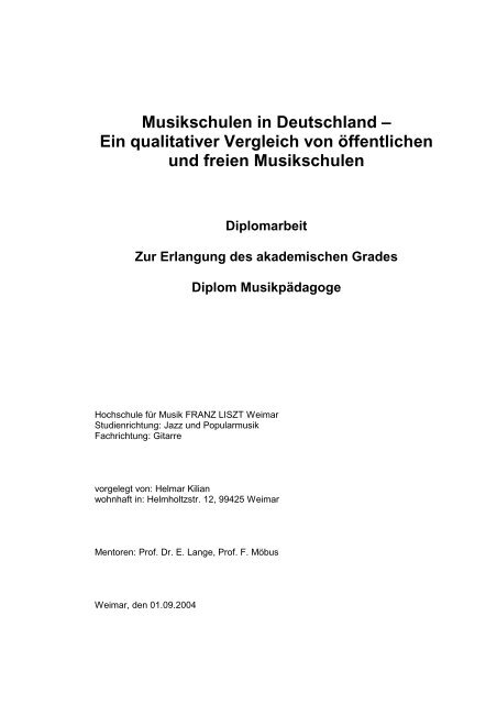 Musikschulen in Deutschland – Ein qualitativer Vergleich von ...