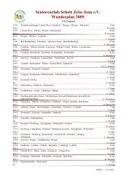 Seniorenclub Schott Zeiss Jena e.V. Wanderplan 2009